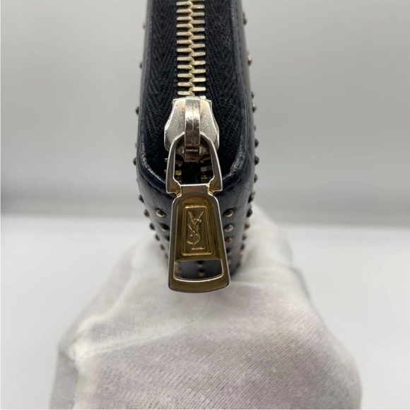 Yves Saint Laurent Black Wallet with Silver Zipper - Picture 5 of 12
